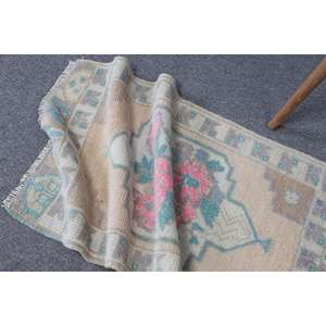 Alfombra Turca Vintage, Alfombra Pequeña de 1.7x3 pies, Alfombra con Estampado Animal Azul - Product Image 5