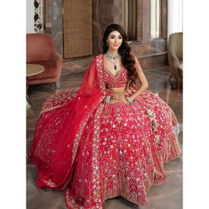 Trendmalls - Lehenga Choli Dupatta Rosa para Mujer, Cuello en V, Línea A, Satén Bordado con Lentejuelas, Transpirable, Cintura Natural - Product Image 3