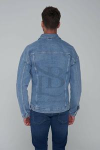 Veste en jean d'hiver pour hommes avec logo personnalisé imprimé en gros Streetwear décontracté à la mode manteaux en jean imperméable housse d'équitation - Product Image 3