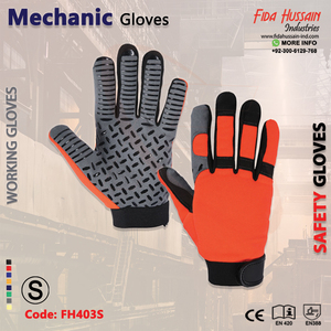 Guantes mecánicos de seguridad de cuero en alta visibilidad naranja sin forro resistente ala estilo pulgar mecánico Schutzhandschuhe - Product Image 5