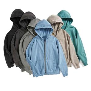 Vente en gros meilleur service OEM de sweat à capuche zippé avec logo personnalisé pour hommes, poids lourd, délavé à l'acide sweat à capuche décontracté de haute qualité à vendre - Product Image 6