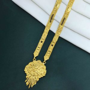 Venta al por mayor 24K formando colgante chapado en oro Mangalsutra, joyería de boda india tradicional, colgante largo lleno de oro Mangalsutra. - Product Image 5