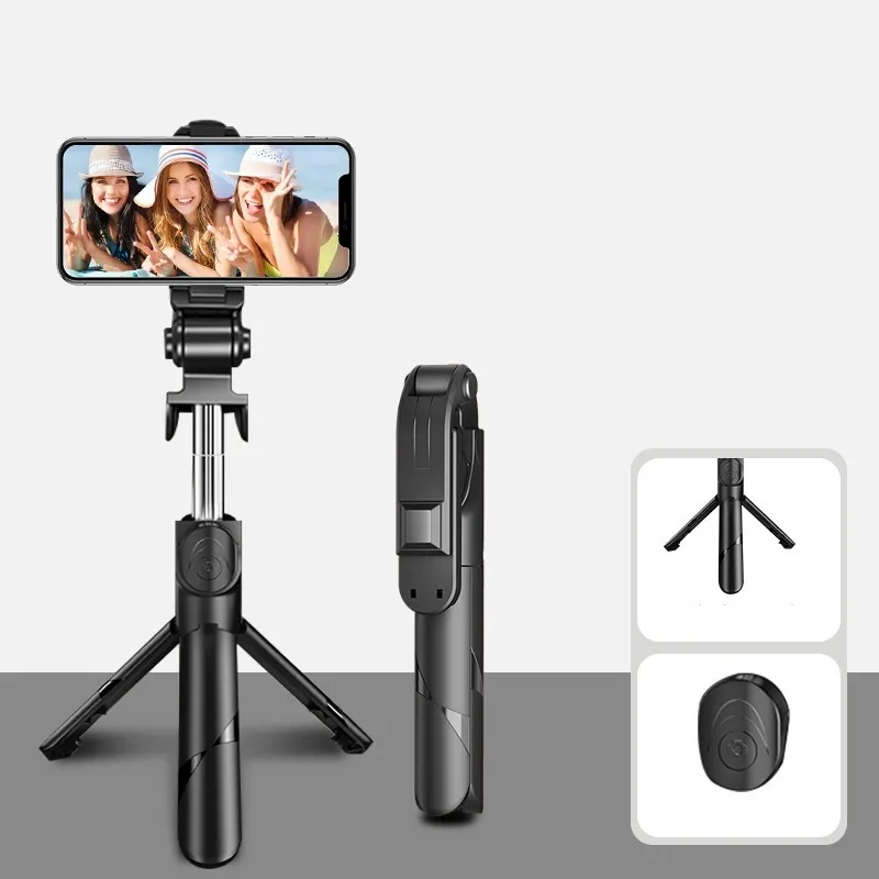 New Arrival Wireless Black XT02 360-Degree Rotating Multi-Function Retractable Mobile Phone Selfie Stick To Live Tripod