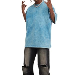 T-shirt vintage surdimensionné 100% coton pour hommes, imprimé vieilli, logo personnalisé, longue bouffée, uni, épais, t-shirt blanc, vente en gros - Product Image 6