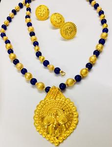 Conjunto de pavo real de pluma abierta de la mejor calidad, tela India Africana chapada en oro de 24 quilates, joyería de moda, Perla de plata de 24 quilates en forma de cruz de Dubái - Product Image 6