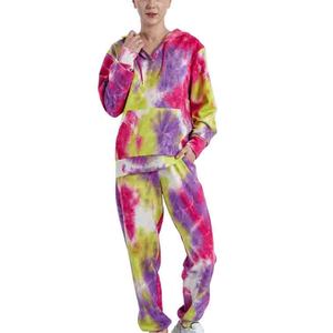 Sudadera con capucha y pantalones de chándal con logotipo personalizado Conjunto de chándal de mujer 2 Conjunto de dos piezas Chándales Tie Dye para la venta - Product Image 2