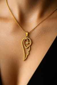 Pendentif Aile d'Ange en Argent Sterling 925 Plaqué Or Vermeil Rhodié avec Zircon, Collier Élégant en Plume, Bijou Délicat de Protection, Cadeau - Product Image 4