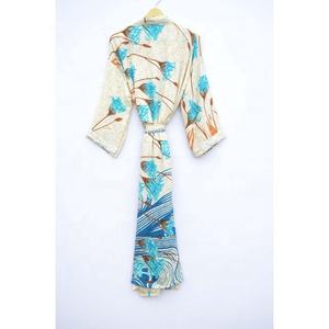 New Arrival Women's Floral Print Silk <b>Kimono</b> Robe Maxi Gown for Summer <b>Beach</b> Sleepwear Bridal Occasions for Autumn Tassels - Product Image 6