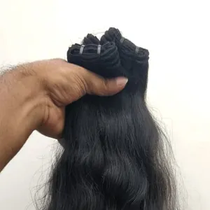 La mejor calidad cruda sin procesar al por mayor fabricación de tejidos de pelo Remy máquina de pelo indio de doble capa trama Genius