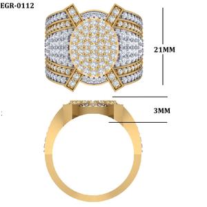 แหวนเพชรเลี้ยงในห้องปฏิบัติการสำหรับผู้ชาย ดีไซน์หรูหรา สำหรับงานแต่งงานและงานหมั้น ทองแท้ 10K/14K/18K สีเหลือง/ขาว/โรสโกลด์ แบบคลัสเตอร์ เครื่องประดับสำหรับผู้ชาย - Product Image 5