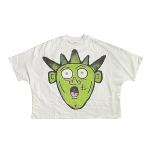 OME Service Boxy Fit 100 Percent Cotton White Cropped T Shirt for Men Oversized Heavyweight <b>Drop</b> Shoulder <b>Acid</b> Wash Style Tee - Product Image 5