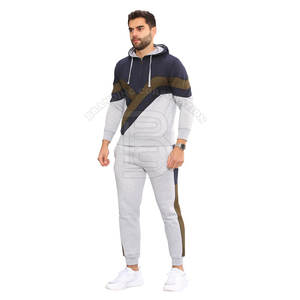 Trajes de chándal con cremallera transpirables ajustados para hombre Tela Lisa estampada con capucha para Precio de invierno - Product Image 3