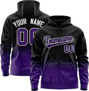 Sudadera de Corduroy con Cierre Completo, Bordado Personalizado en Degradado Morado, Estilo Casual Vintage para Hombre, Resistente al Viento, para Otoño, con Nombre del Equipo - Product Image 1