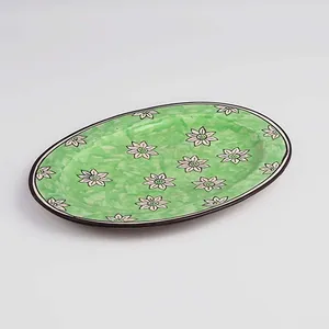 Plato de Cerámica para Servir Flores al por Mayor, Diseño Verde de Lujo para Restaurante, Hotel, Regalos de Boda, Vajilla de Estilo Moderno - Product Image 1