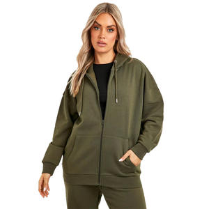 Sudadera con Capucha y Cremallera para Mujer, Estilo Casual, Color Verde Oliva, 100% Algodón, 600 GSM, Logotipo Personalizado, Cuello con Capucha, Logotipo Frontal, Invierno - Product Image 1