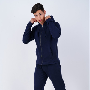 100% coton fermeture éclair solide automne sweats à capuche pour hommes - Product Image 2