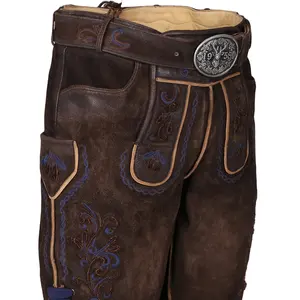 Trachten Lederhose Celana Pendek-Herren Oktoberfest Lederhose Kurz