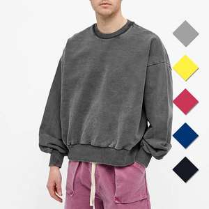 Alta calidad 400gsm algodón pesado hombres sudaderas al por mayor logotipo personalizado lavado ácido cuello redondo sudadera 2025 - Product Image 6