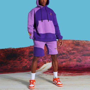 Dec Oem 60% algodón 40% poliéster llama Polar Color bloque dos tonos corte y coser Sudadera con capucha dos colores para Hombre Sudaderas con capucha púrpura viento - Product Image 2