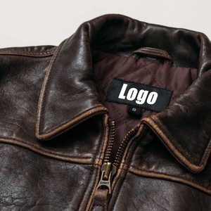 เสื้อแจ็คเก็ตนักบินวินเทจทรง A-2 สำหรับผู้หญิง ทำจากหนังแกะ สีน้ำตาลโบราณ สไตล์นักบิน สำหรับฤดูหนาว เป็นมิตรกับสิ่งแวดล้อม ผลิตตามแบบ OEM ด้านหน้า - Product Image 3