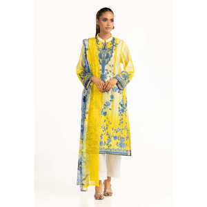 Traje de jardín amarillo de 3 piezas para mujer, elegante, moderno, estampado, largo hasta el suelo, transpirable, para cenas y uso diario, OEM/ODM disponible - Product Image 3