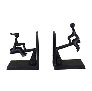 Modern <b>Decorative</b> Iron Metal Bookend Set Black Finished <b>for</b> Tabletop <b>Book</b> <b>Shelves</b> <b>Book</b> Holder Desktop Bookends - Product Image 6
