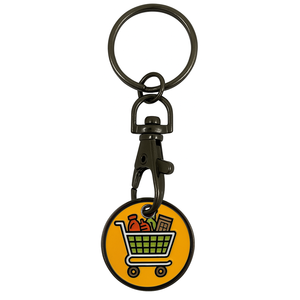 Porte-clés léger en alliage de zinc, personnalisé avec logo de supermarché, motif dessin animé, porte-jetons de chariot de courses, souvenir de marque de magasin - Product Image 2