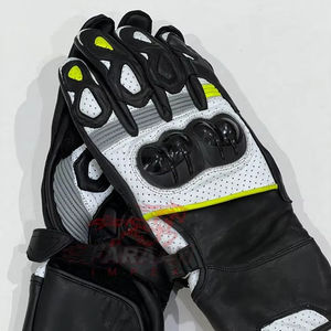 Guantes de carreras largos de dedo completo de cuero con protección de nudillos duros Guantes de equitación antideslizantes con diseño de Palma Guantes de absorción de impacto - Product Image 1