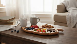 Plateau à collation en forme de feuille - 4 sections 29×17 cm - Product Image 6