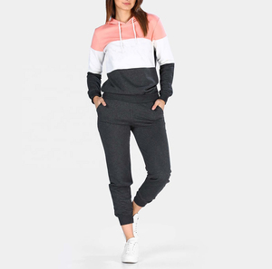 ชุดวอร์มผ้าฝ้ายสำหรับผู้หญิงชุดวอร์มสำหรับใส่วิ่งออกกำลังกายบล็อกสี - Product Image 3