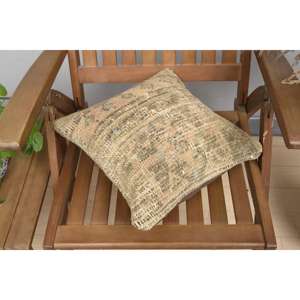 หมอนผ้าขนแกะสีเบจถักลายแคนธา14x14นิ้วสไตล์วินเทจผ้าหนานุ่มสำหรับใช้บนพื้น - Product Image 4