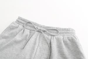 Pantalones Cortos de Felpa Francesa para Mujer, de Moda, Personalizados, Color Rosa Bebé Sólido, Cintura Media, con Cordón, Sin Bolsillos, con Cierre de Cremallera - Product Image 6