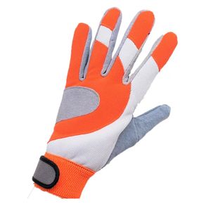 Gants de sécurité haute visibilité HLI personnalisés en cuir/polyester pour mécaniciens, avec fermeture élastique au poignet et doigts entiers - Product Image 5