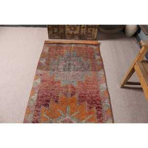 Tapis turc vintage 2,9x11,1 pi (88x337 cm), tapis rouge uni - Product Image 4