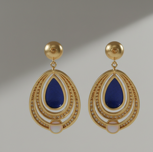 Boucles d'oreilles pendantes en lapis-lazuli avec zirconiums cubiques, plaqué or 18 carats, argent sterling 925, bijoux en pierres précieuses, cadeau pour maman, mariée - Product Image 2