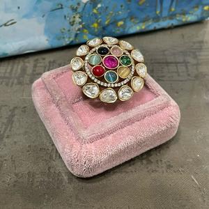 Clásico tradicional desgaste Real Kundan chapado en oro ajustable elegante anillo para bodas fiestas compromisos desgaste para mujeres - Product Image 1