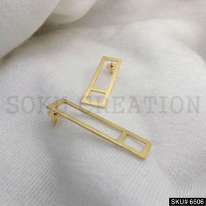 ต่างหูเม็ดใหญ่ทำด้วยมือชุบทอง SKU6606 - Product Image 2