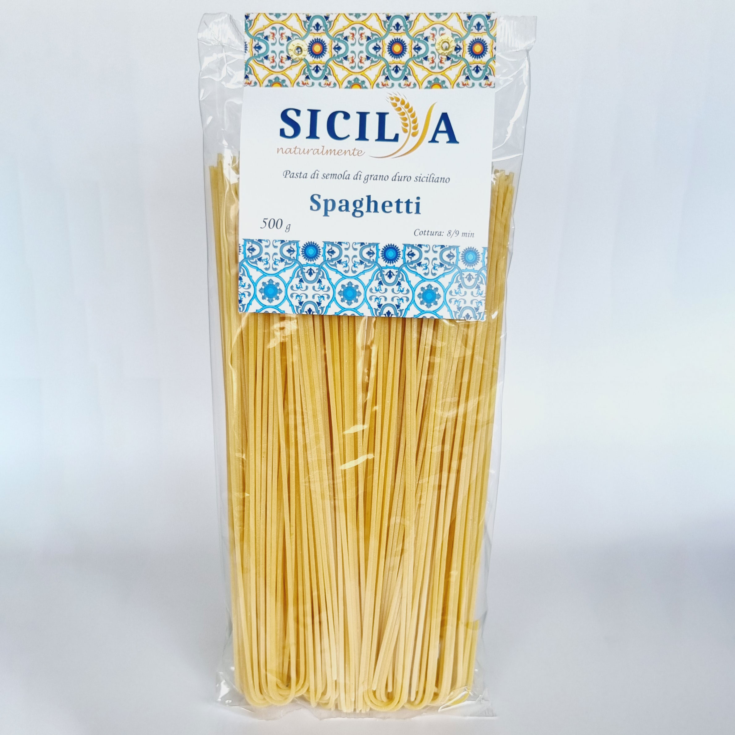 Made in Italy Pasta Spaghetti Sicilian Durum Wheat Grain Products 500 g Natural Composition Bronze Drawn