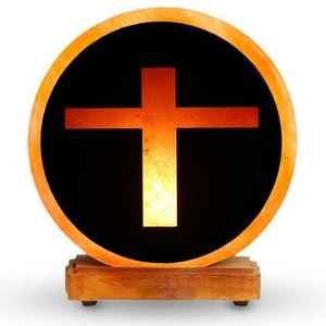 Lámpara de sal rosa del Himalaya respetuosa con el medio ambiente tallada a mano, artesanías naturales, decoración del hogar con letras de estilo cristiano incluidas - Product Image 1