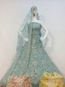 Arwah 7 Heavy Net Collection Elegante Anarkali Salwar Trajes Jarkan Stones Blusas largas de novia 5 colores para adultos Indios - Product Image 5