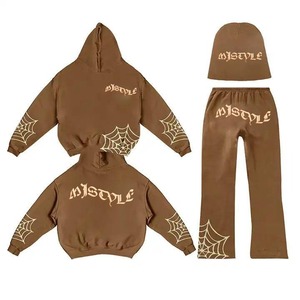 Survêtement d'entraînement en polaire pour hommes, ensemble deux pièces imprimé solide pour le jogging d'hiver, combinaison de sport respirante - Product Image 4