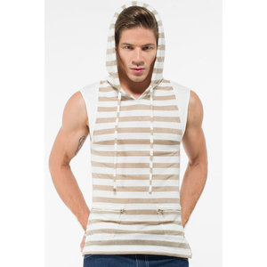 Hoodie sans manches slim fit pour homme, broderie 3D dorée, tailles XXS-5XL, motif uni avec fermeture éclair, tissu tricoté, sérigraphié - Product Image 2