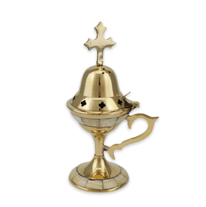 Vintage Brass Incense Burner With Wooden Handle Home Decor <b>Candle</b> & Home Fragrance Burner & Incense Holder - Product Image 4