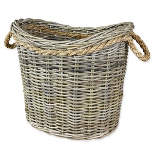 Rattan Oval <b>Rope</b> Handled Wicker Log <b>Basket</b> Handmade Storage <b>Baskets</b> Natural Rattan Modern Multifunction Made in Viet Nam - Product Image 1