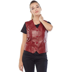 Venta al por mayor Nuevo Mejor Diseño de moto Chaleco de cuero real para las mujeres y a prueba de viento completo con cuello en V al aire libre mejor Estilo Chaleco - Product Image 4