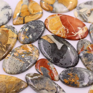 พลอยมาลิกาโนแจสเปอร์ธรรมชาติหลากสี ขนาด 8 มม. รูปไข่ แบบหลวม สำหรับทำเครื่องประดับ - Product Image 1