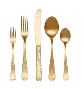 Ensemble de couverts royaux en or Super couverts avec un design moderne, vaisselle durable en acier inoxydable poli miroir - Product Image 1