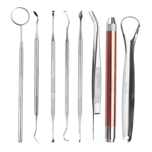 Juego de Instrumentos de Limpieza Dental PISSCO, Juego de Instrumentos de Examen Dental, Instrumentos de Limpieza Dental Reutilizables de Acero Inoxidable - Product Image 1