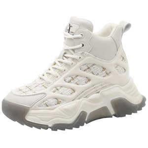 Chaussures de sport blanches décontractées à lacets pour femmes, plateforme tendance de haute qualité à semelle épaisse, vente en gros - Product Image 1