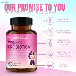 Tabletas Probióticas para Mujeres de Marca Privada OEM/ODM Personalizadas, 100 Mil Millones de <span class=keywords><strong>Lactobacillus</strong></span>, 90 Unidades, Orgánicas Certificadas para el Intestino y la Salud Urinaria - Product Image 3